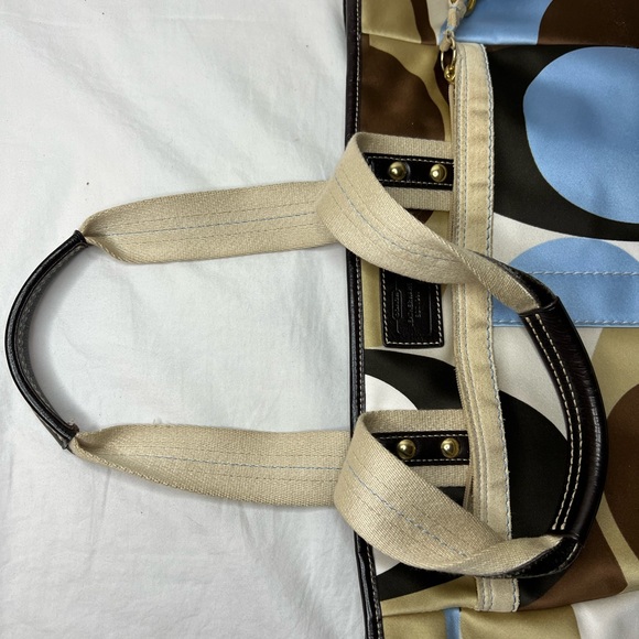 Coach Hamptons Scarf Print Tote Blue/Multicolor No 10115 - Used - Picture 8 of 15